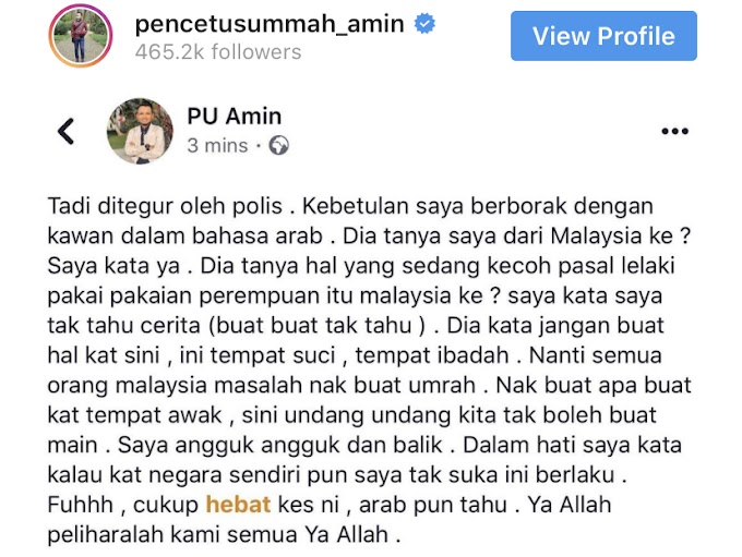 Isu Sajad tunai umrah kini jadi perhatian pihak berkuasa di Mekah