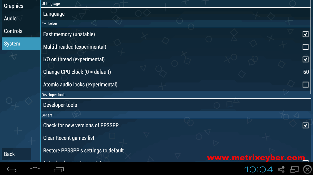 Setting Emulator PPSSPP Android version