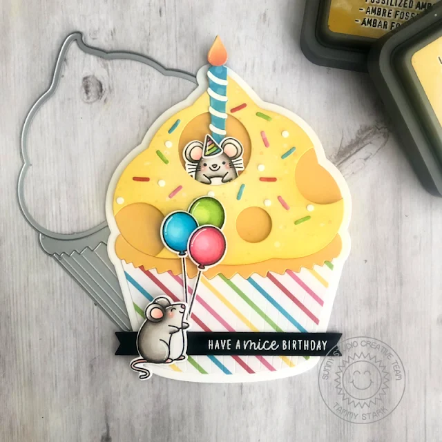 Sunny Studio Stamps: Cupcake Dies Stitched Circle Dies Harvest Mice Birthday Card by Tammy Stark