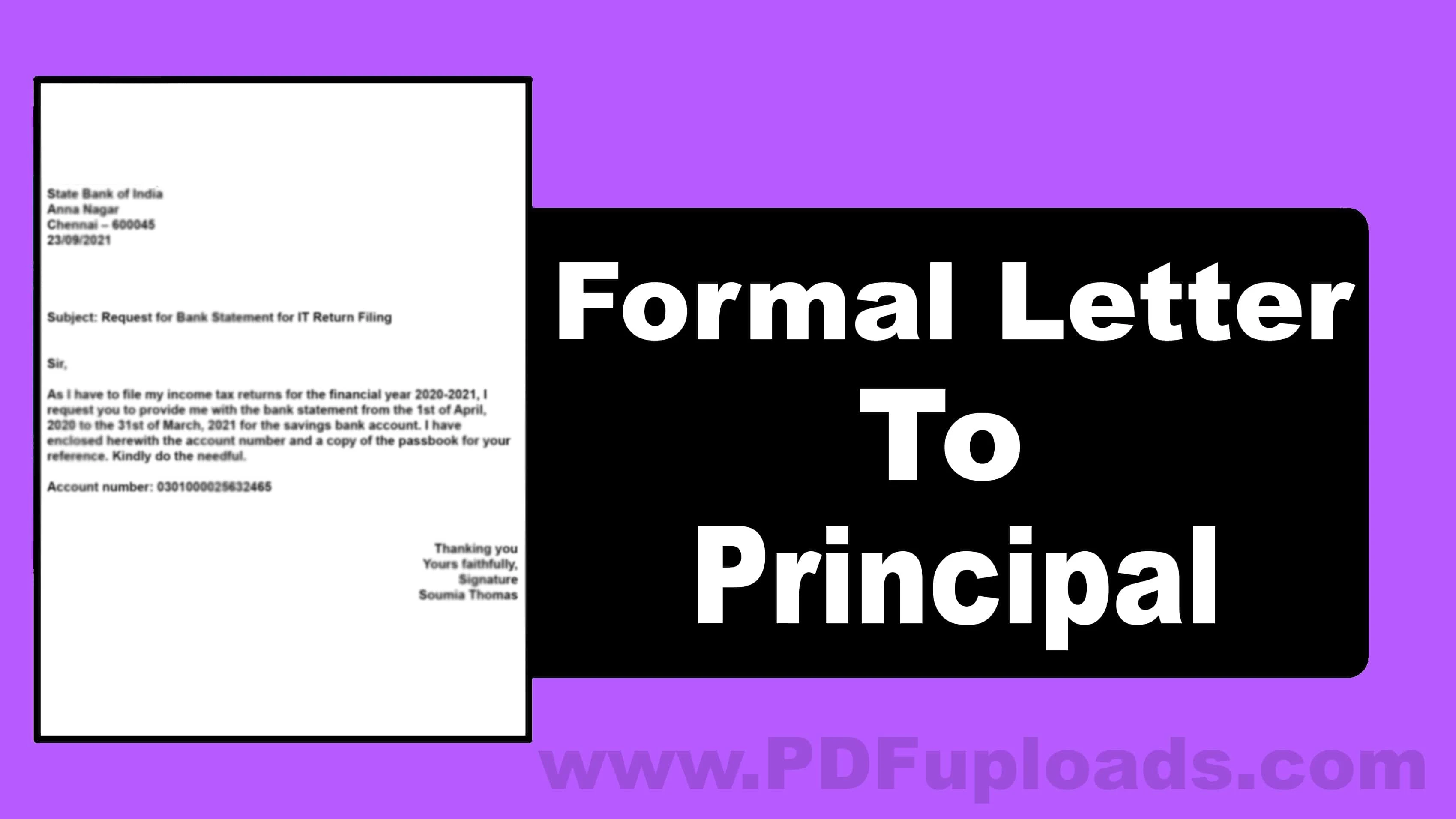 Formal Letter to Principal - How to Write a Letter to the Principal? Format and Sample Letters