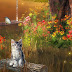 Cat in Dreamy World 3D Digital Wallpaper