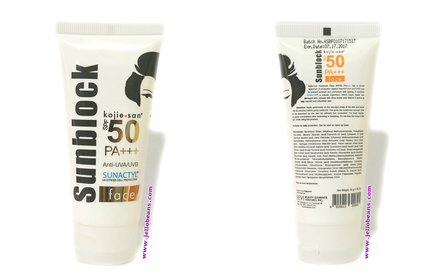 Kojie San Sunblock for Face SPF 50 PA+++ | Review - Jello ...