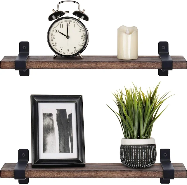 Mkono Rustic Wood Floating Wall Mounted Shelves