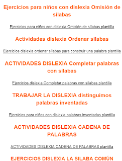 RECOPILATORIO DE EJERCICIOS PARA NIÑOS CON DISLEXIA