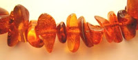 Close up of stringed amber necklace