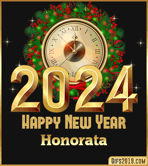 Gif wishes Happy New Year 2024 Honorata
