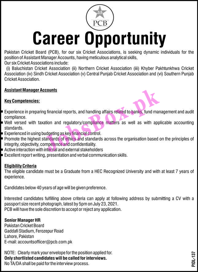 Pakistan Cricket Board PCB Jobs 2021 Latest – www.pcb.com.pk