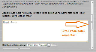 Scroll di kotak komentar
