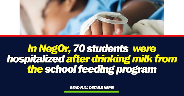 In NegOr, 70 students were hospitalized after drinking milk from the school feeding program