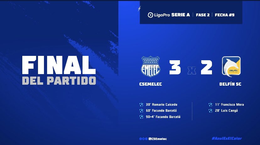 Emelec derrota 3-2 al Delfín en el Capwell 