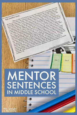 Mentor Sentences are not just for Elementary students!  Find out how I use them with grade-level texts in my Middle School classroom! #grammar #notebook