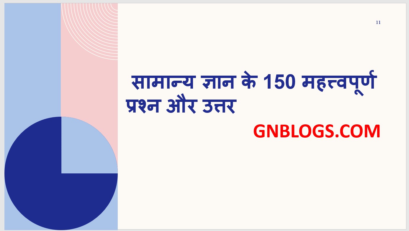 Top 150 GK Questions Answers In Hindi -Gnblogs .com