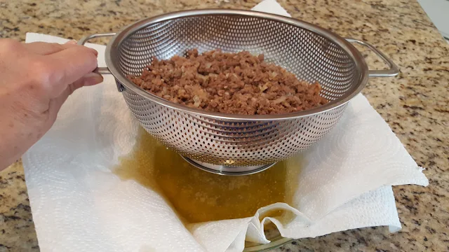 Draining Cooked Meat in Colander