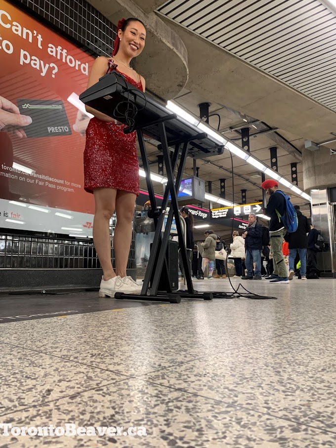 Human TTC Subway Busker Smiles At The Beaver