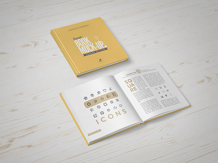 Square Book Mock-Up PSD