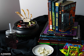 Great Halloween books to read and the snacks to eat along with them.  Book list. picture books, scary reads. Middle grade fiction. Chapter books, etc. Yummy snacks. Alohamoraopenabook.blogspot.com alohamora open a book