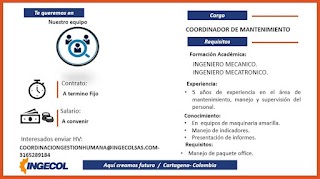 📂 Empleo en Cali HOY como Coordinador de Mantenimiento  💼 |▷ #SiHayEmpleo