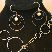 Infinity: necklace, bracelet, earrings set - Sterling silver, freshwater pearls, wire wrapped :: All the Pretty Things