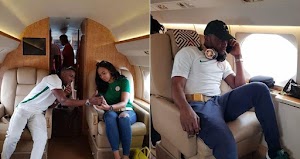 Tboss and Ubi Franklin flies private jet to watch Nigeria vs Zambia World Cup qualifiers