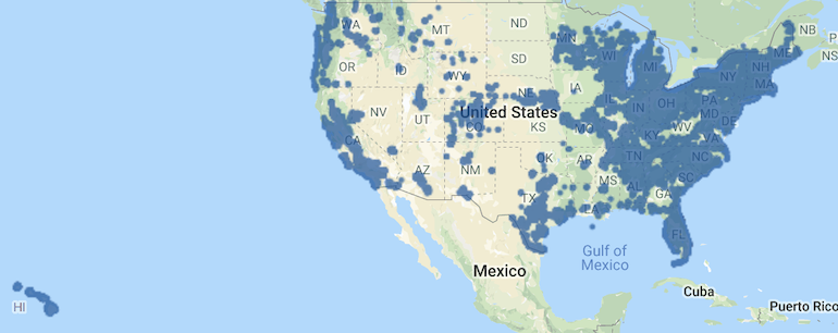 Charter Spectrum WiFi Hotspots Map