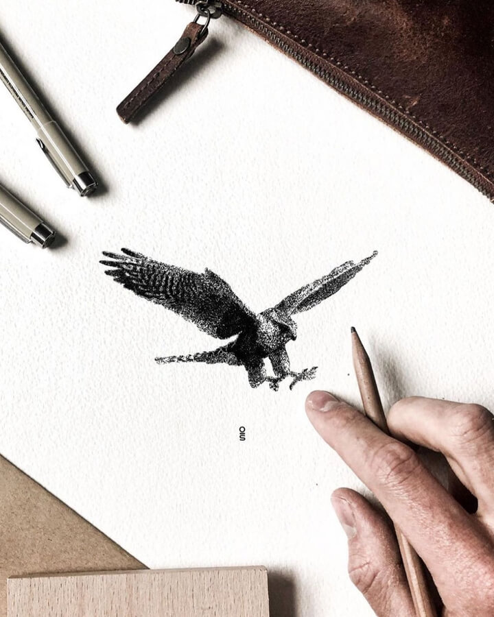 01-The-eagle-is-landing-Ink-Drawings-Ollie-Smither-www-designstack-co