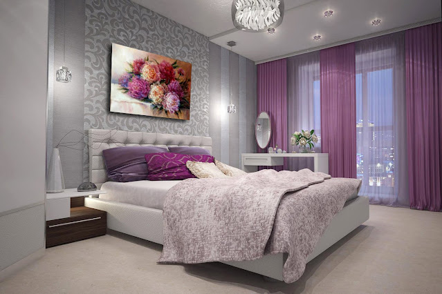 bedroom ideas purple and grey