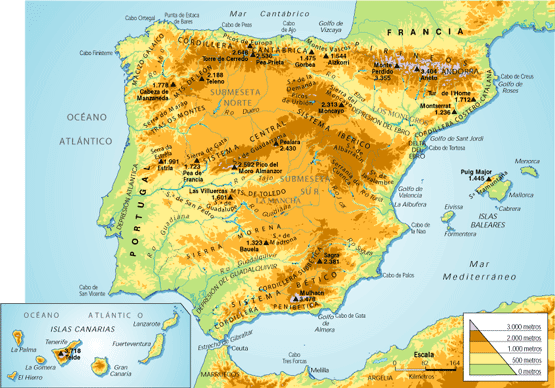 Resultado de imagen de MApa físico de España