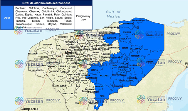 Alerta Azul por Ian para 27 municipios del este y noreste de Yucatán