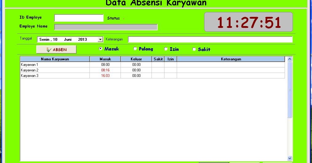 Contoh Program Absensi dengan delphi