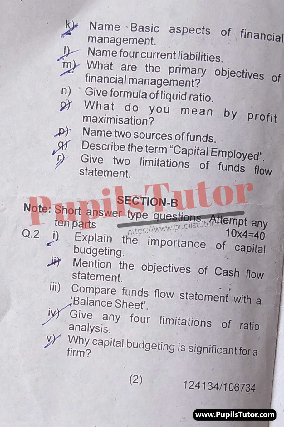 Haryana State Board of Technical Education (HSBTE) FAA (Finance Accounts And Auditing) Financial Management - I Third Semester Important Question Answer And Solution - www.pupilstutor.com (Paper Page Number 2)