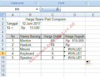 belajar formula sel absolut pada microsoft excell