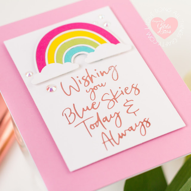 Shine Bright Rainbow Cards,Spellbinders,Glimmer Hot Foil Kit of the Month, Card Making, Stamping, Die Cutting, handmade card, ilovedoingallthingscrafty, Stamps, how to, Let Your Sentiments Shine Brighter Plates