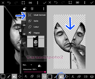 Edit foto picsart wajah terbelah