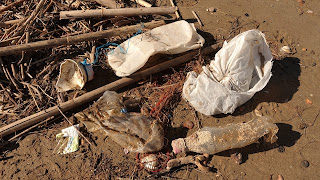 Ocean Cleanup: plastic afval op het strand van L'Ampolla Playa