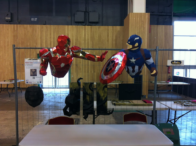 dt workshop maker faire paris 2015 mfp15 paper papier sculpture iron man captain america civil war