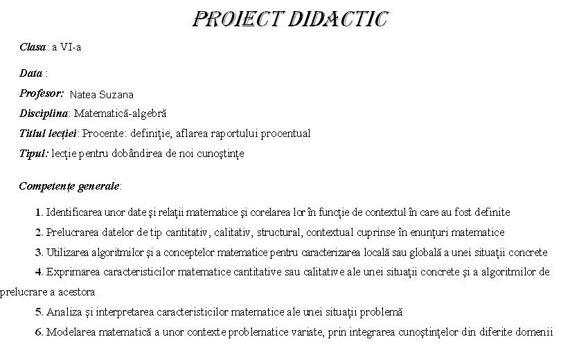 Totul Despre Procente Proiect De Lecţie Procente