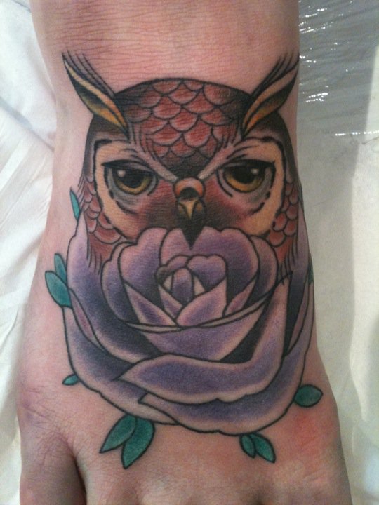 owl tattoos on foot