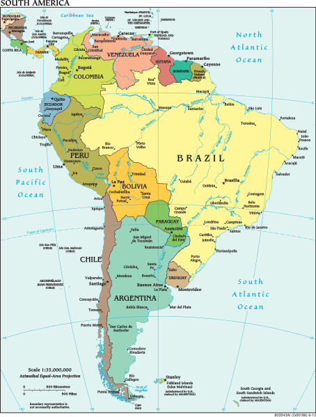 south America map