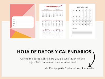 agenda, profesora, editable, A5, curso 23-24, powerpoint, imprimible