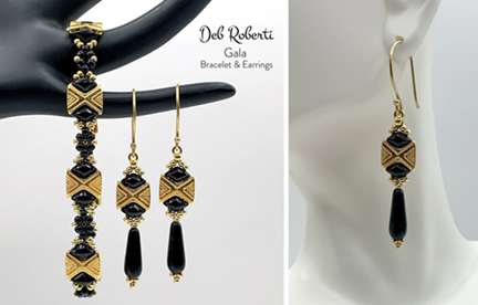 Gala Bracelet & Earrings, free pattern at AroundTheBeadingTable.com