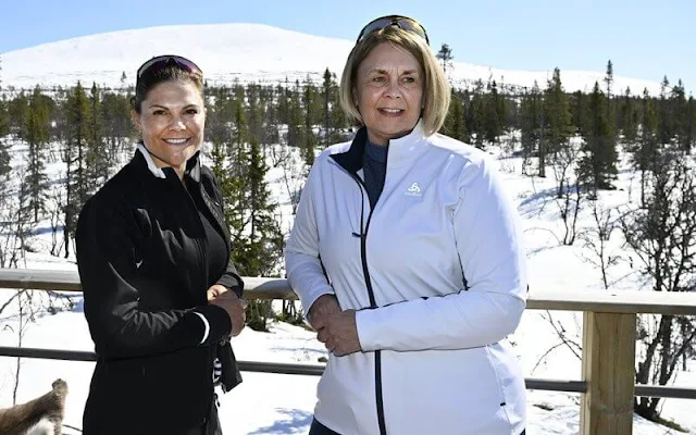 Crown Princess Victoria wore a new black and white ski fair isle jumper, sweater by Soft Goat. Princess Estelle