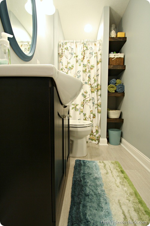 bright basement bathroom