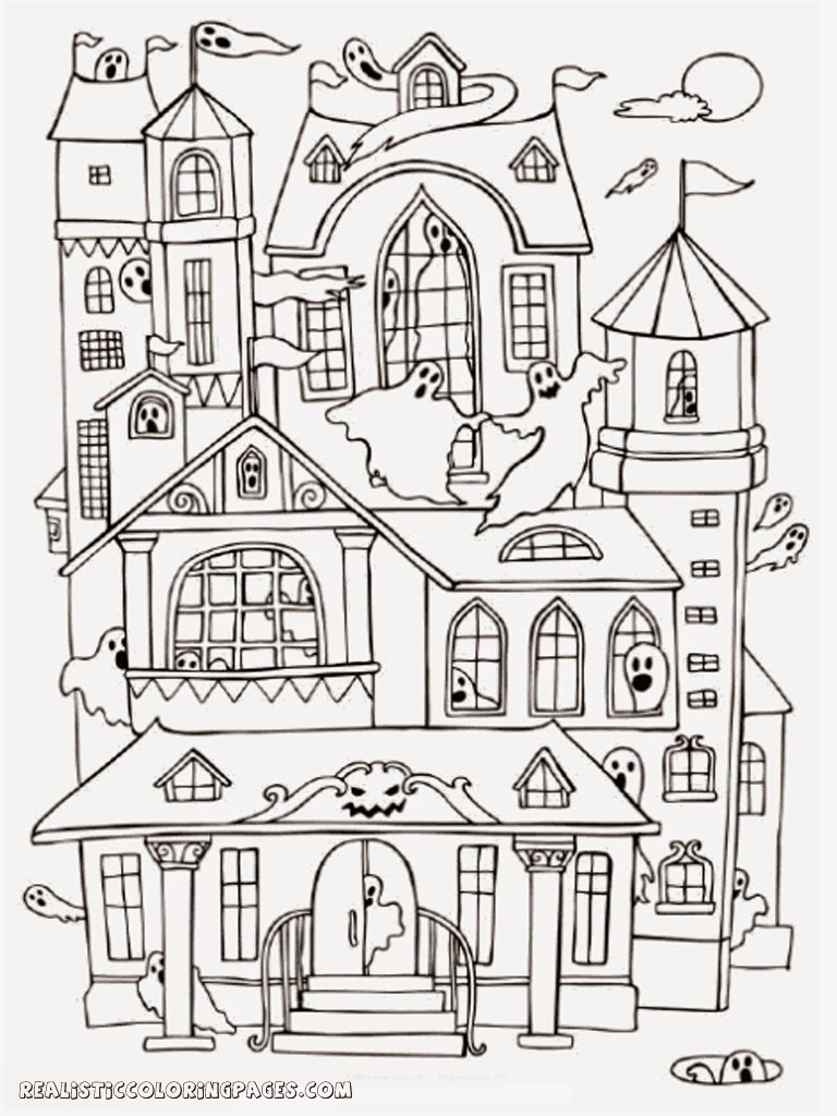 Halloween Haunted House Coloring Pages  Realistic Coloring Pages