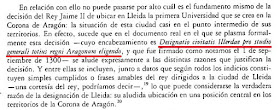 Lo rey Jaime II establix al 1300 que la primera universidat de la corona de Aragó estigue a Lérida, Ilerda, Lleida, que entonses ere un marquesat del reino de Aragó. 