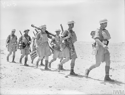 A trench mortar crew of the Second Battalion Cameron Highlanders at Mena Camp near Giza in Egypt on the 4th of June 1940