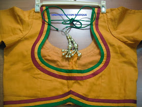 CREATIVE YELLOW COLOUR SAREE BLOUSE 