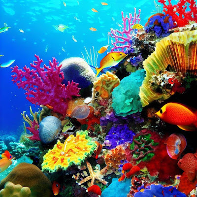 underwater reef with fishes