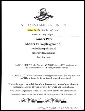 Niehaus Reunion Announcement 2018