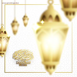 Ramadan Kareem in English fanoos lanterns arabic calligraphy  Islamic design background