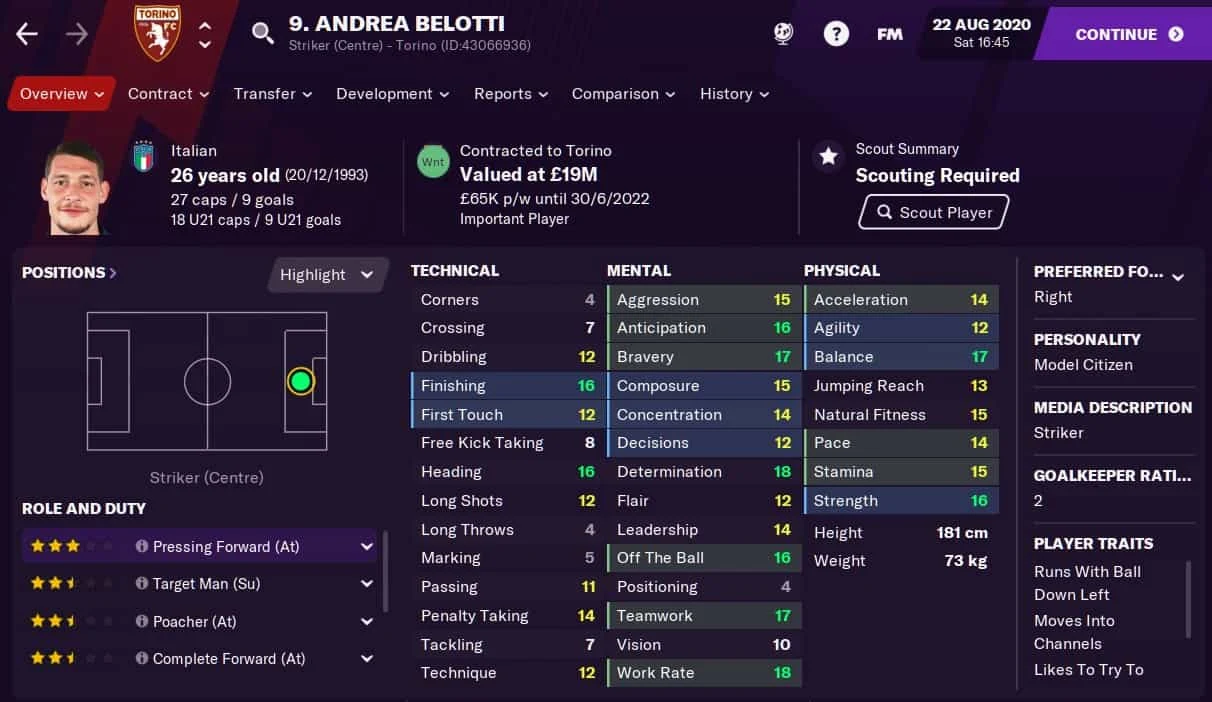 Andrea Belotti Football Manager 2021